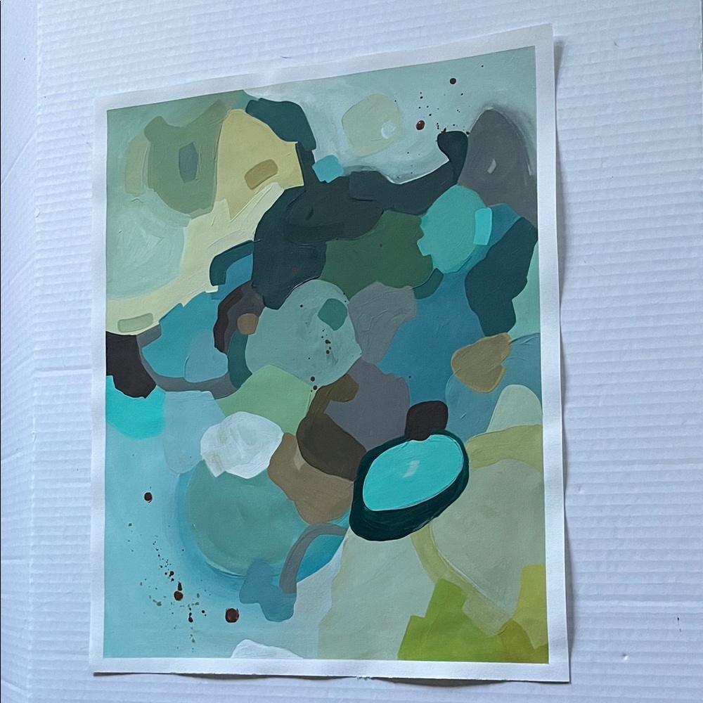 16x20 Green/Yellow Abstract Wall Art Handmade